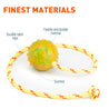 FDT Rubber Dog Ball on Rope, Medium - Diameter 2.3" (6 cm)